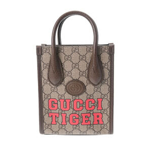 Gucci Interlocking Tote TIGER Beige GG Supreme Canvas Handbag
